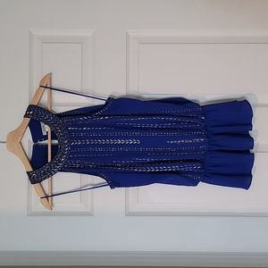 Royal Blue Sequined Cache Halter Top